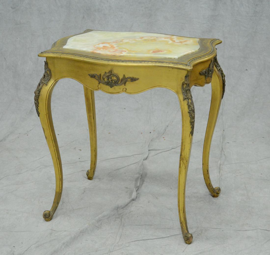 French Louis XV style giltwood onyx top table with (1 of 6)