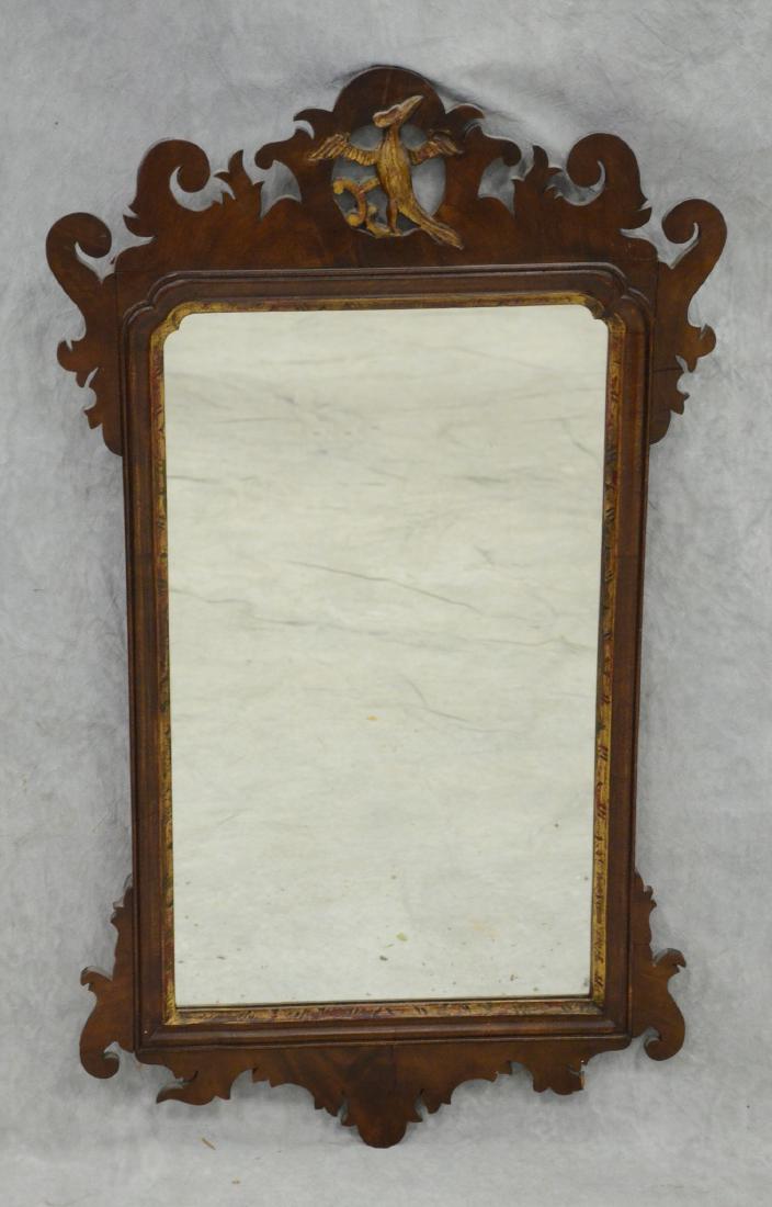 Mahogany Chippendale style fretwork wall mirror, gilt (1 of 4)