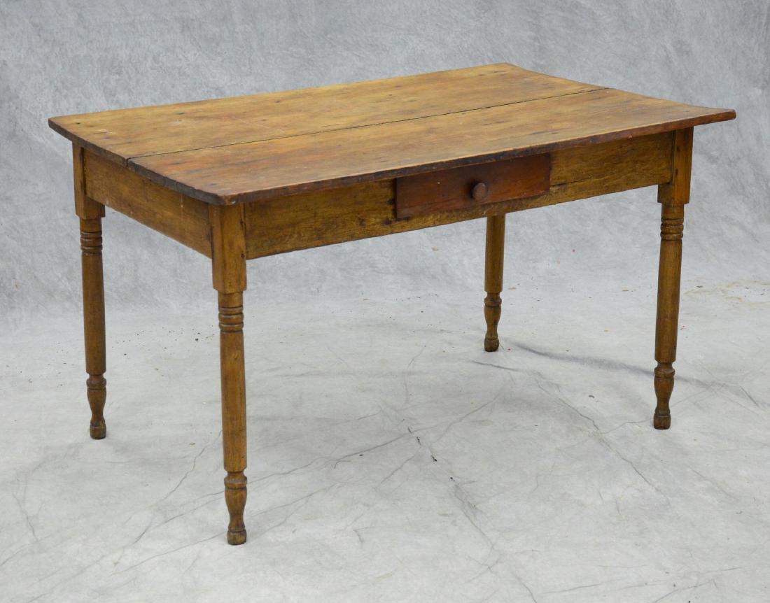 Pine Sheraton farm table with drawer, 2 board top, 48" (1 of 3)