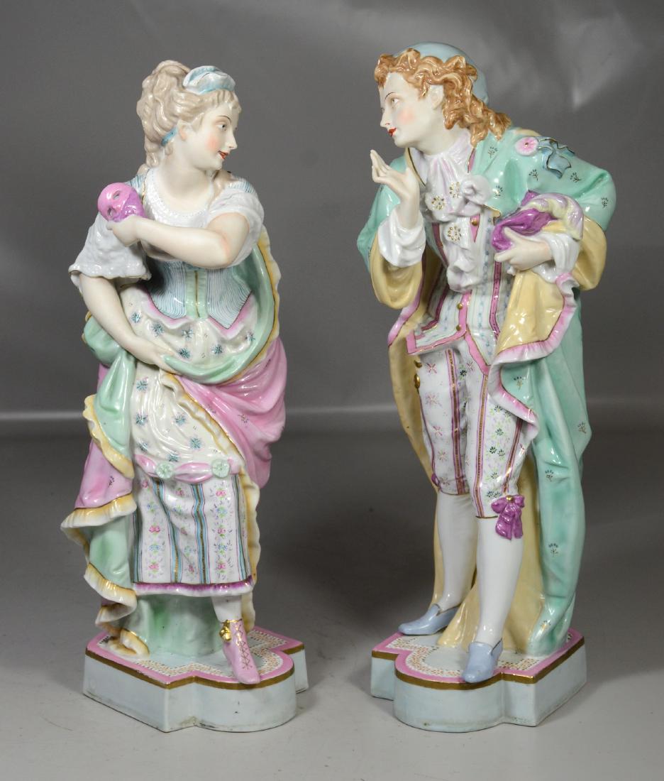 Pr Paris porcelain polychrome figurines, man and woman, (1 of 9)