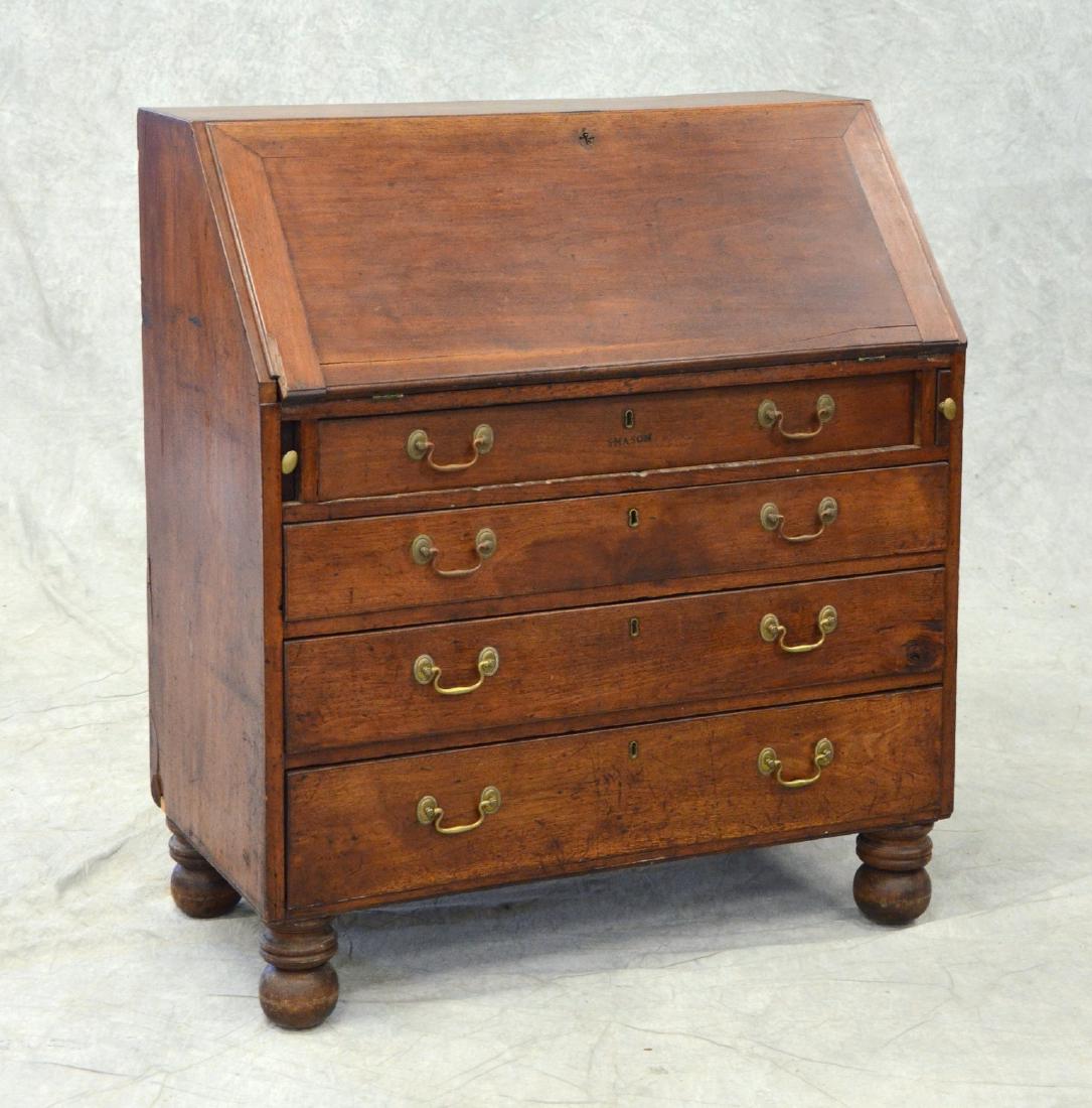 Walnut Federal slant front desk, flat interior, later (1 of 11)