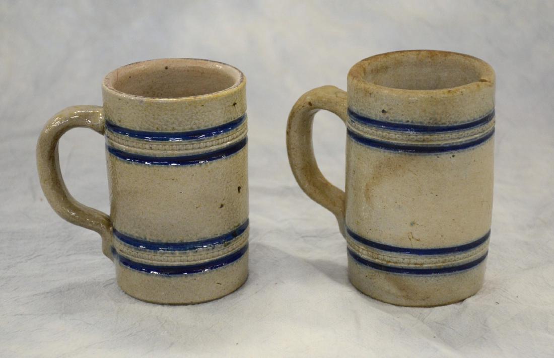 Pair of blue decorated stoneware tankard mugs, multiple (1 of 4)