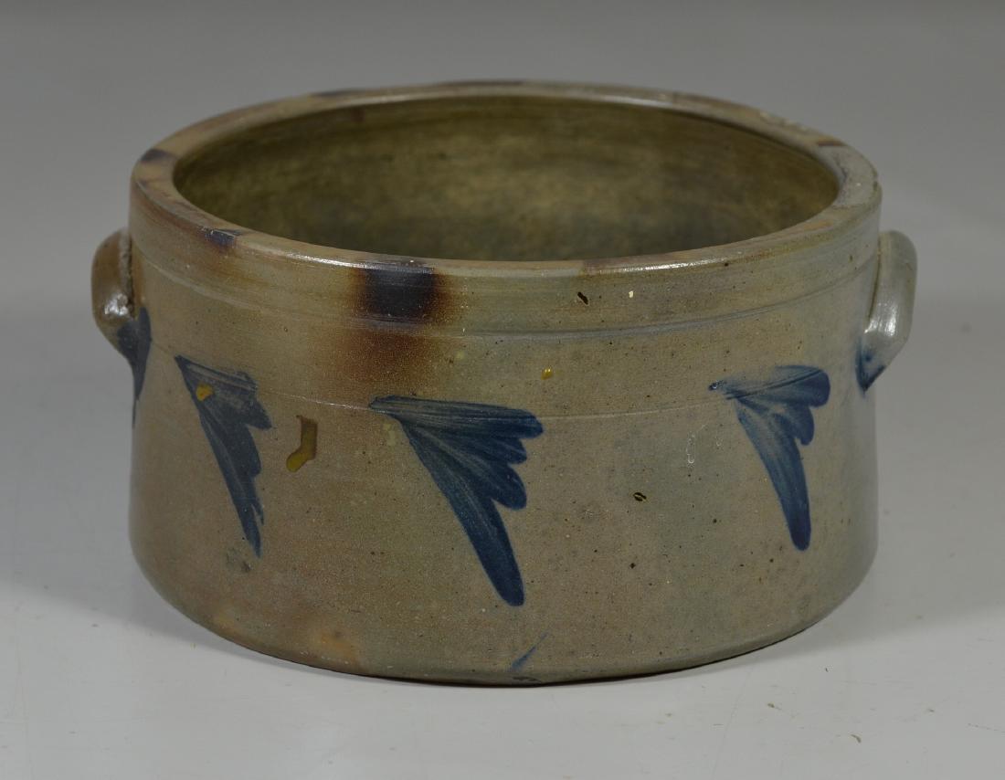 Unmarked blue decorated stoneware butter crock, 5-1/4" (1 of 7)