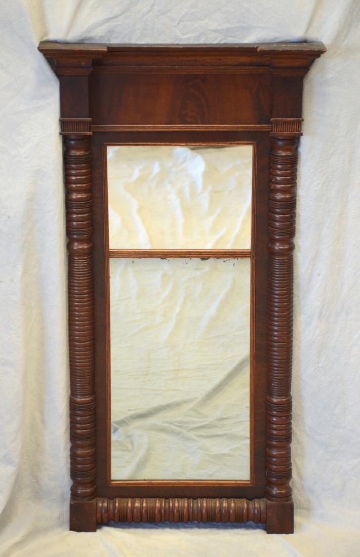 Mahogany Federal split column mirror, likely original (1 of 3)