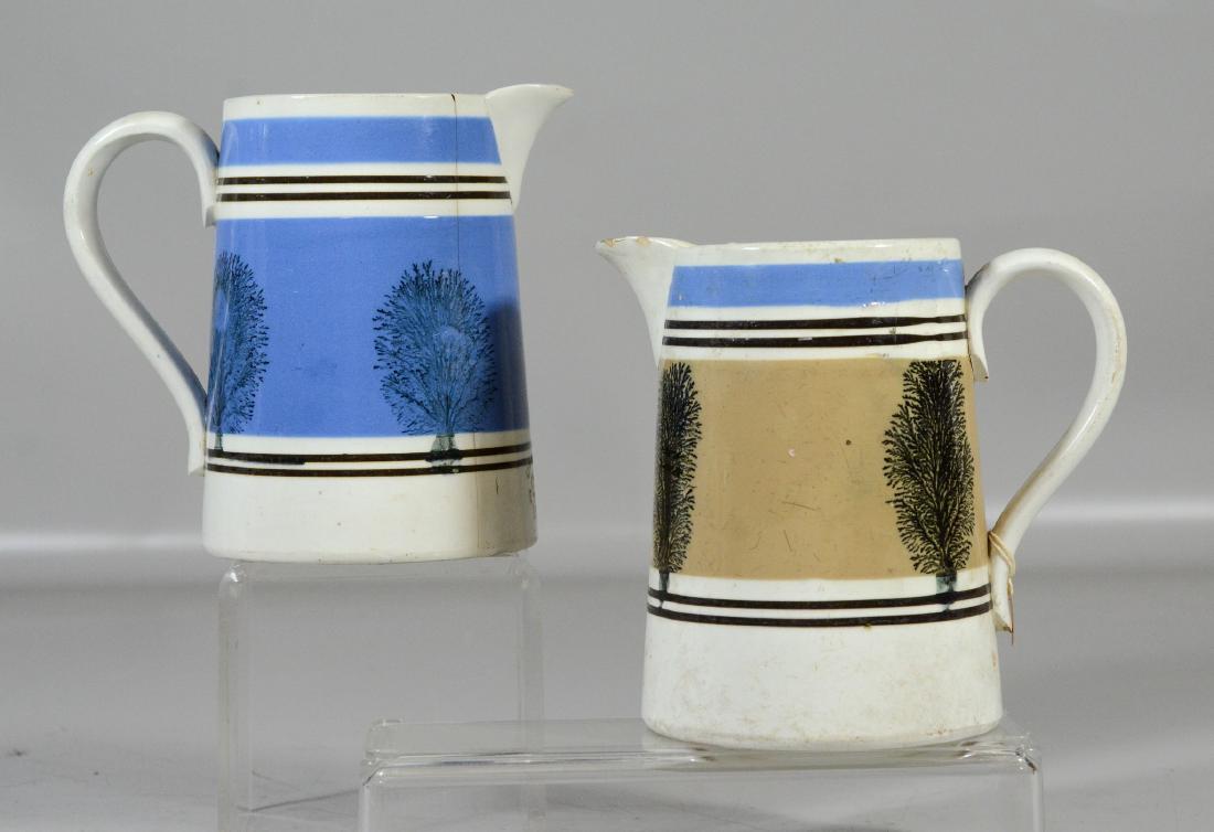 Two (2) Seaweed decorated Mocha pitchers, tallest 6 (1 of 4)