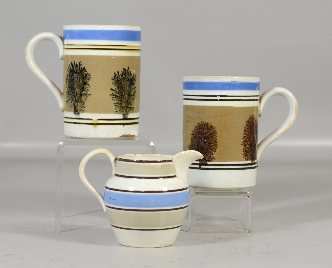 Three (3) Mocha to include two (2) Seaweed tankard mugs (1 of 3)