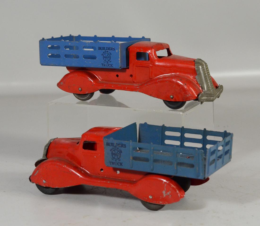 (2) Marx steel stake body trucks, 10 1/2" long (1 of 2)