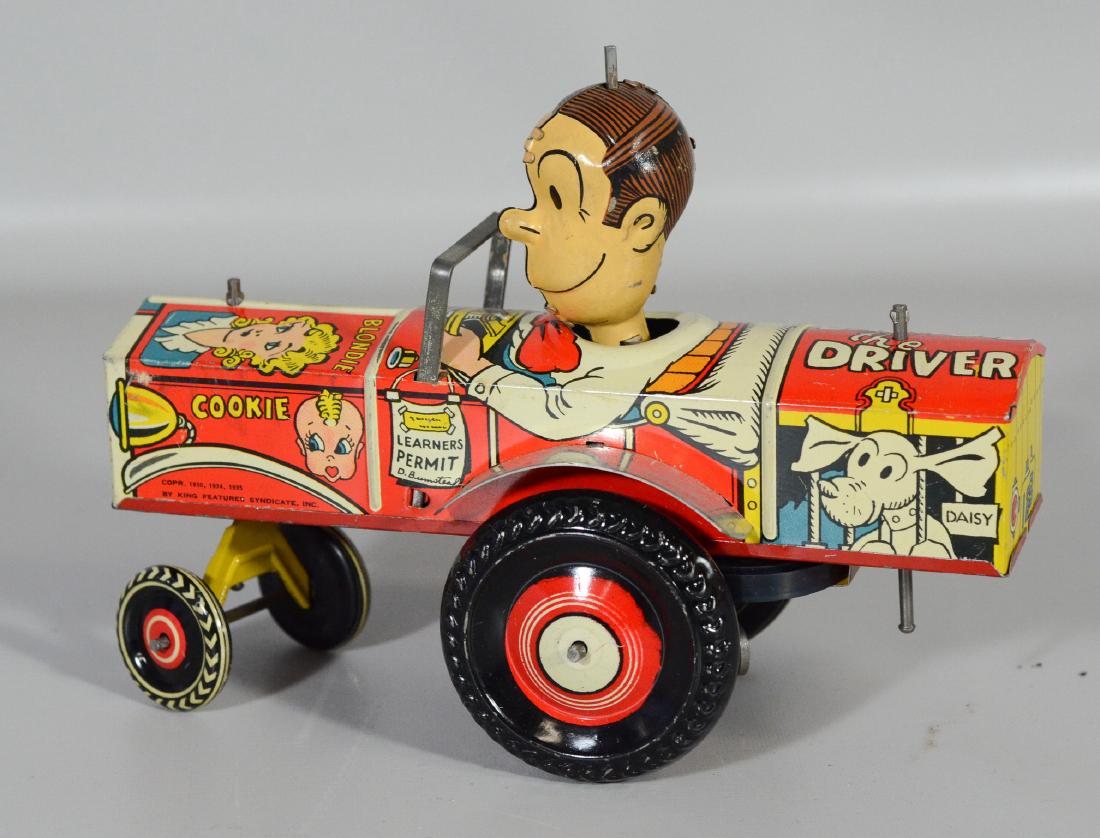Marx tin lithograph Dagwood the Driver key wind toy, 8" (1 of 6)