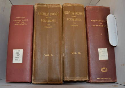 Lot of books to include: Ancestors and Descendants of: Lot of books to include: Ancestors and Descendants of Andrew Moore 1612-1897, Volumes 1 and 2, by John Andrew Moore Passmore; Andrew Moore and His Descendants Vol. I & Vol. II