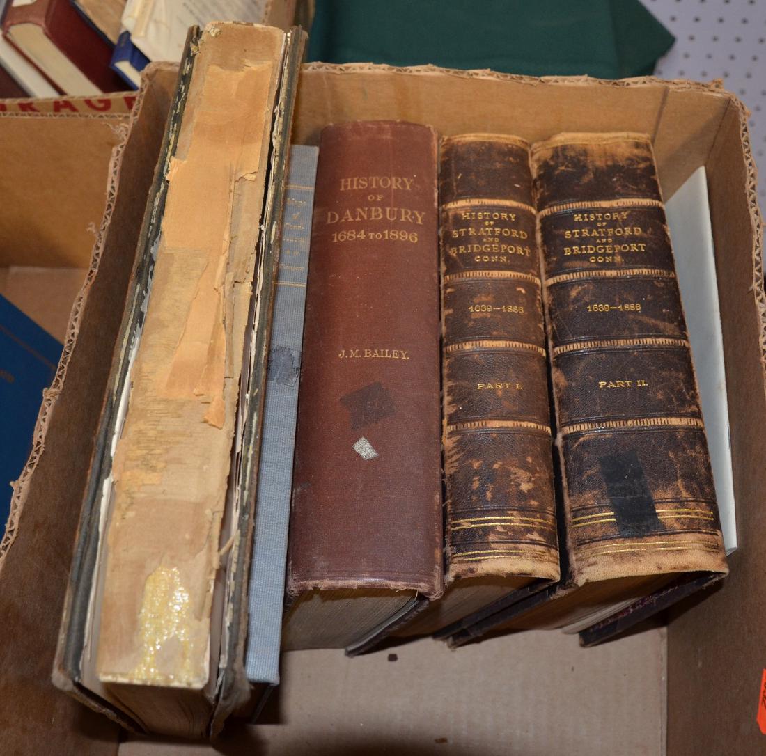 Lot of books to include: History of Stratford and: Lot of books to include: History of Stratford and Bridgeport, Connecticut Parts 1 & 2; History of Danbury 1684-1896 by J M Bailey; History of Yonkers, Charles Elmer Allison, 1896; Maps of Connecticut 