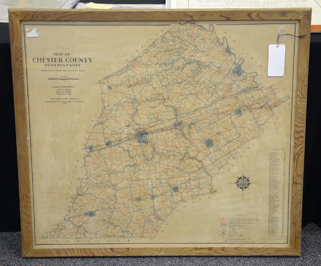 Framed map of Chester County, Pennsylvania, copyright 1 (1 of 6)