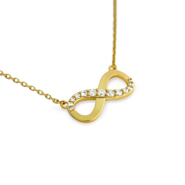 GOLD PLATED GRADUATING CZ INFINITY NECKLACE 16" + 2" (1 of 2)
