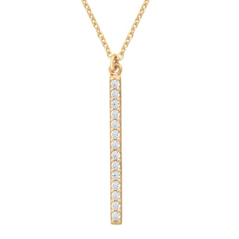GOLD PLATED 25MM CZ BAR NECKLACE 16" + 2" (1 of 1)