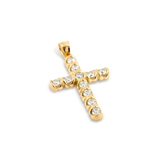 GOLD PLATED CZ CROSS PENDANT (1 of 1)