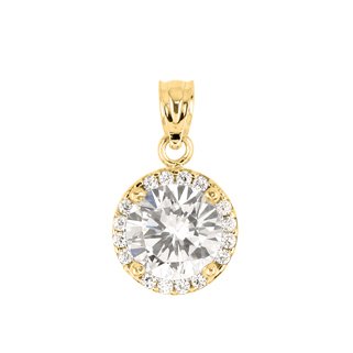GOLD PLATED 7.5MM ROUND CZ PENDANT WITH ALL AROUND CZ: -Nickel-free .925 Sterling silver -Gold plated finish -7.5mm center CZ stone surrounded by sixteen 1.25mm CZ stones -Round shape pendant. -925 Auctions guarantees that our Sterling silver merchandise 