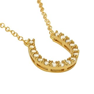 GOLD PLATED CZ HORSESHOE NECKLACE 16" + 2" (1 of 2)