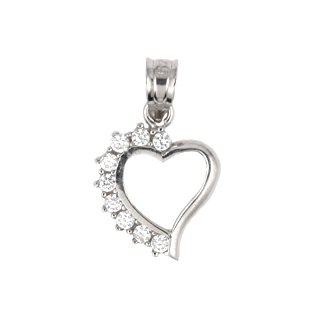 RHODIUM PLATED HIGH POLISH FINE CZ HEART PENDANT (1 of 1)