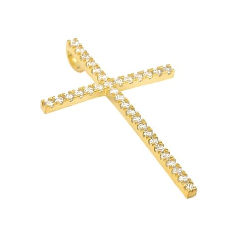 LARGE GOLD PLATED CROSS PENDANT WITH CZS (1 of 2)