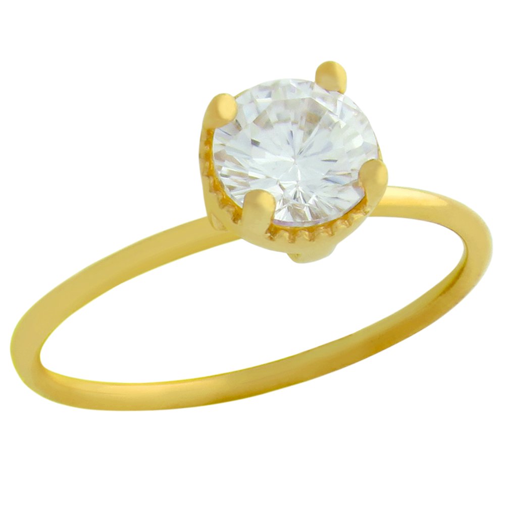 GOLD PLATED CLEAR 6.5MM ROUND CZ RING (1 of 1)