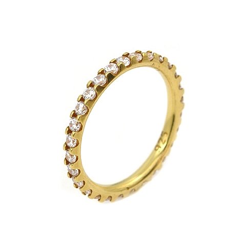 GOLD PLATED ETERNITY WHITE CZ STACKABLE BAND RING (1 of 2)