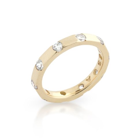 GOLD PLATED ROUND CZ SPACED STYLE BAND RING (1 of 2)