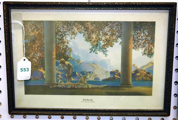 DAYBREAK BY MAXFIELD PARRISH 5 X 10 EXCELLENT COND: SHIPPING TO BE $15 TO INC INS