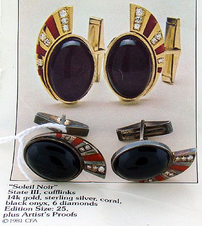 SIGNED ERTE SOLEIL NOIR CUFFLINKS 16/25