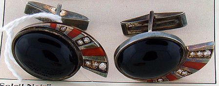 SIGNED ERTE SOLEIL NOIR CUFFLINKS 16/25 - 2
