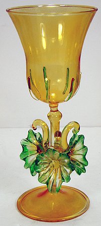 SET OF VENETIAN GLASS AMBER GOBLETS - 2