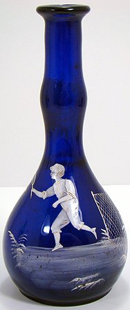 MARY GREGORY COBALT BLUE BARBER BOTTLE