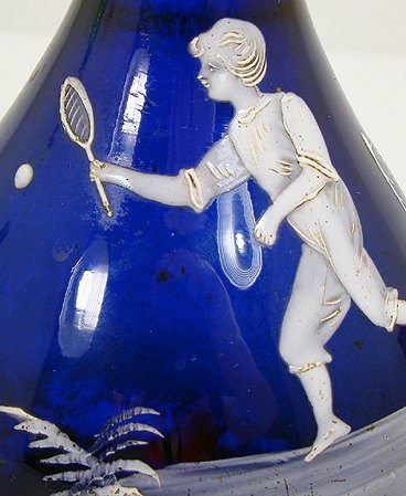 MARY GREGORY COBALT BLUE BARBER BOTTLE - 2