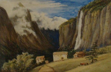 WESTERN WATERCOLOR OF A HOUSE IN THE ROCKIES - 2