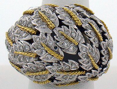 14KT 2 TONE DIAMOND DOME RING 2.00CT