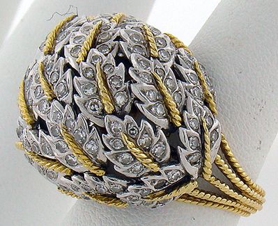 14KT 2 TONE DIAMOND DOME RING 2.00CT - 2
