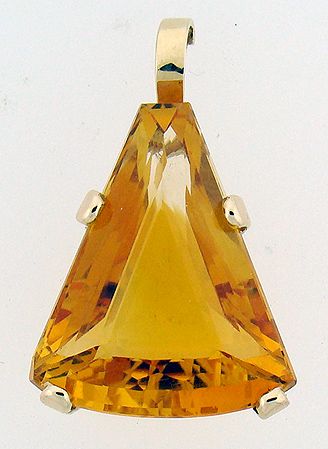 14KT Y.G. LARGE CITRINE PENDANT 40.00CT