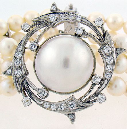 14KT W.G. PEARL AND DIAMOND BRACELET 2.00CT - 2