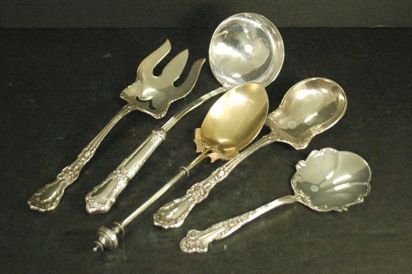 LOT OF 5 VINTAGE STERLING SILVER LARGE SERVING ITE