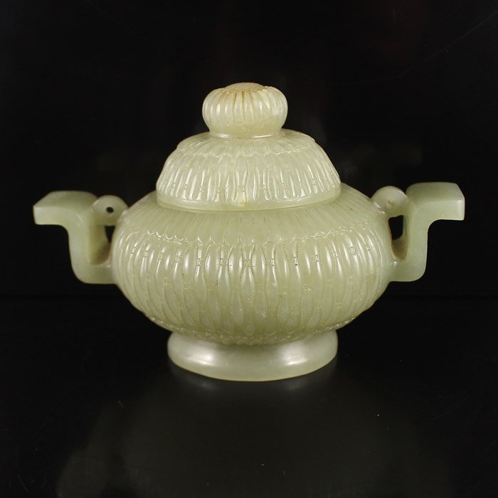 Superb Chinese Hetian Jade Double Ears Incense Burner (1 of 6)