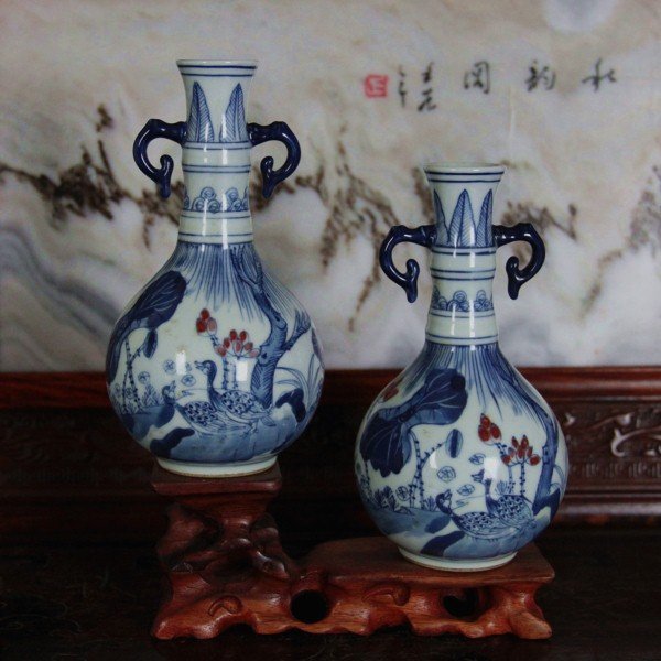 Chinese Underglaze Blue & Red  Vase With Two Ears (1 of 7)