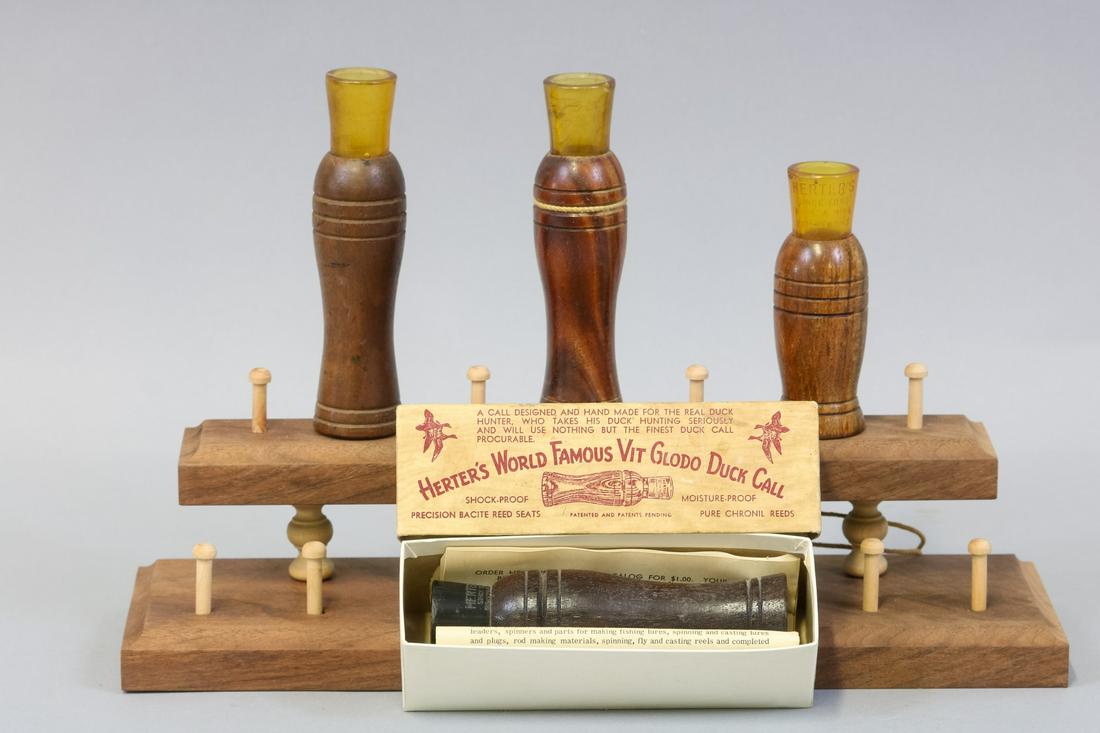 Lot of 4 Herters Game Calls, one with Box, Est. (1 of 5)