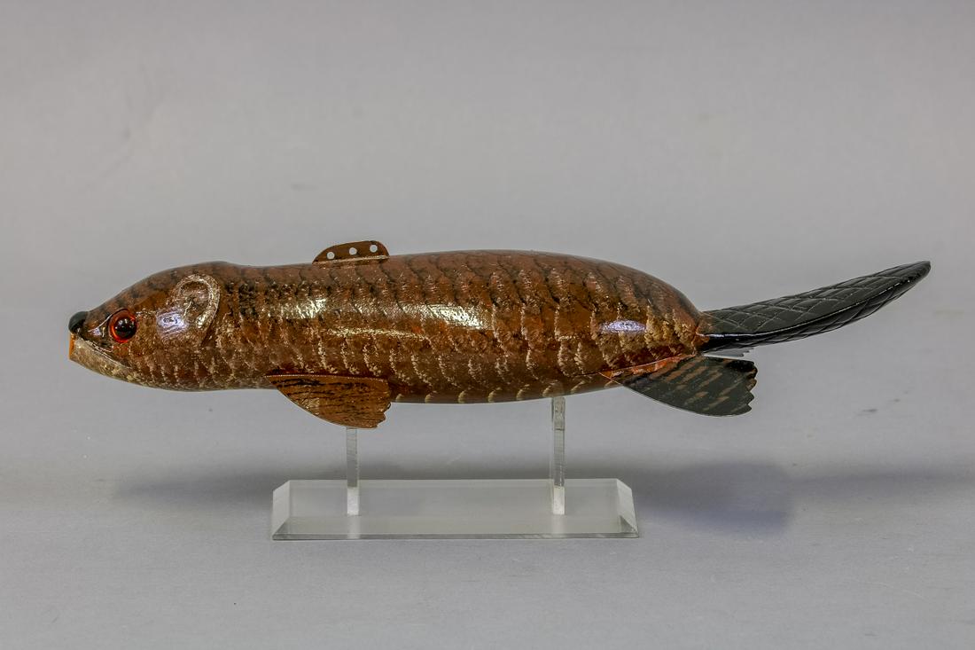 Carl Christiansen Beaver Fish Spearing Decoy, (1 of 6)