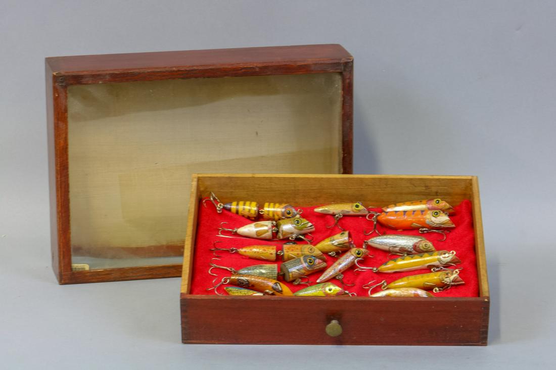 Lot of 16 Folk Art Style Fishing Lures by Unknown (1 of 4)