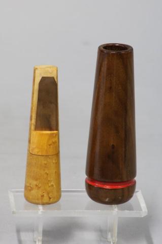 Red Ribbon Trutone Duck Call made by Larry Larson, Oak: Red Ribbon Trutone Duck Call made by Larry Larson, Oak Park, IL, & Branded as Such, in Excellent Condition, 6.5"T, Est. Market Determined