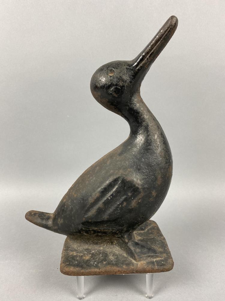 Cast Iron Duck Doorstop, 1 piece construction, 11.5"T,: Cast Iron Duck Doorstop, 1 piece construction, 11.5"T, head is slightly turned right, Est. Market Determined