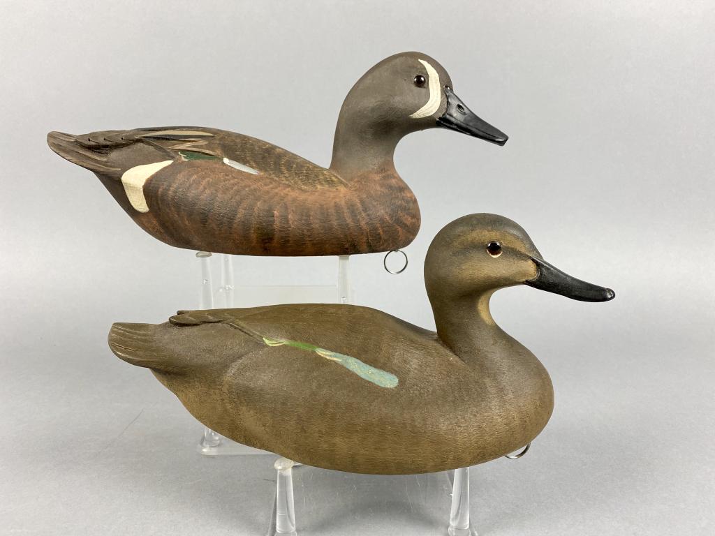 Marv Meyer Pair of Blue-Winged Teal Duck Decoys, (1 of 6)