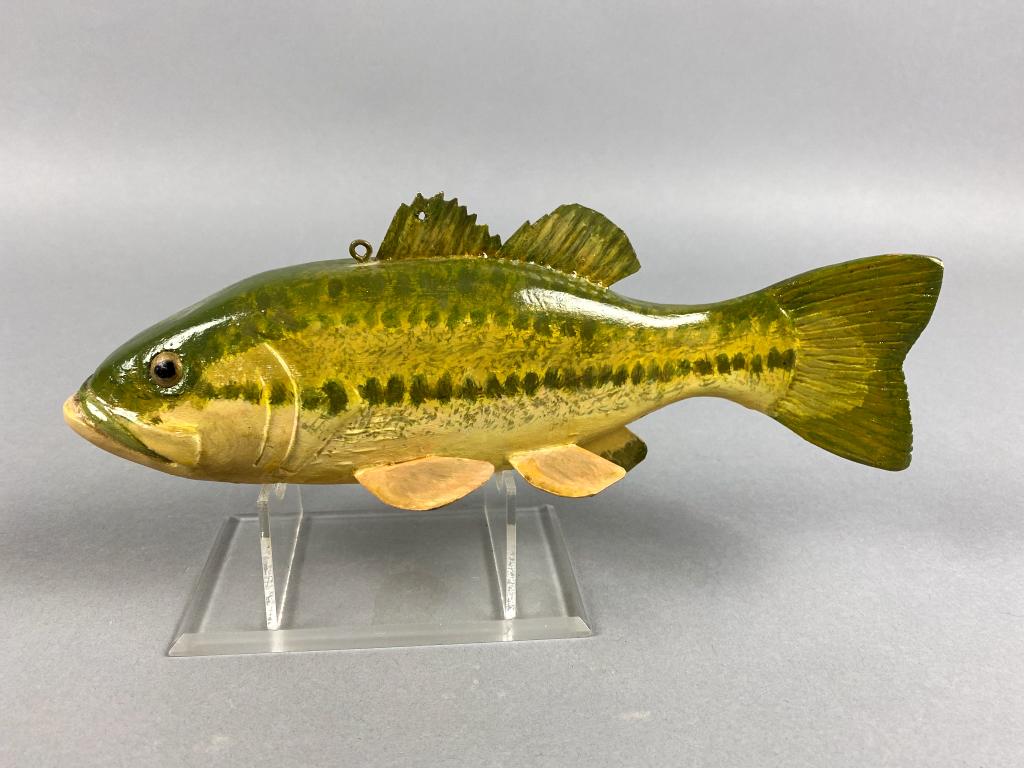 Olga Nims Bass Fish Spearing Decoy, Russia, glass eyes, (1 of 4)