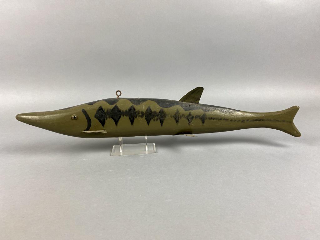 24"L Sturgeon Coaxer Spearing Decoy by Unknown Carver, (1 of 4)
