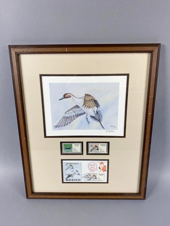 Framed & Matted Print With 2 Mexico Duck Stamps, (1 of 5)