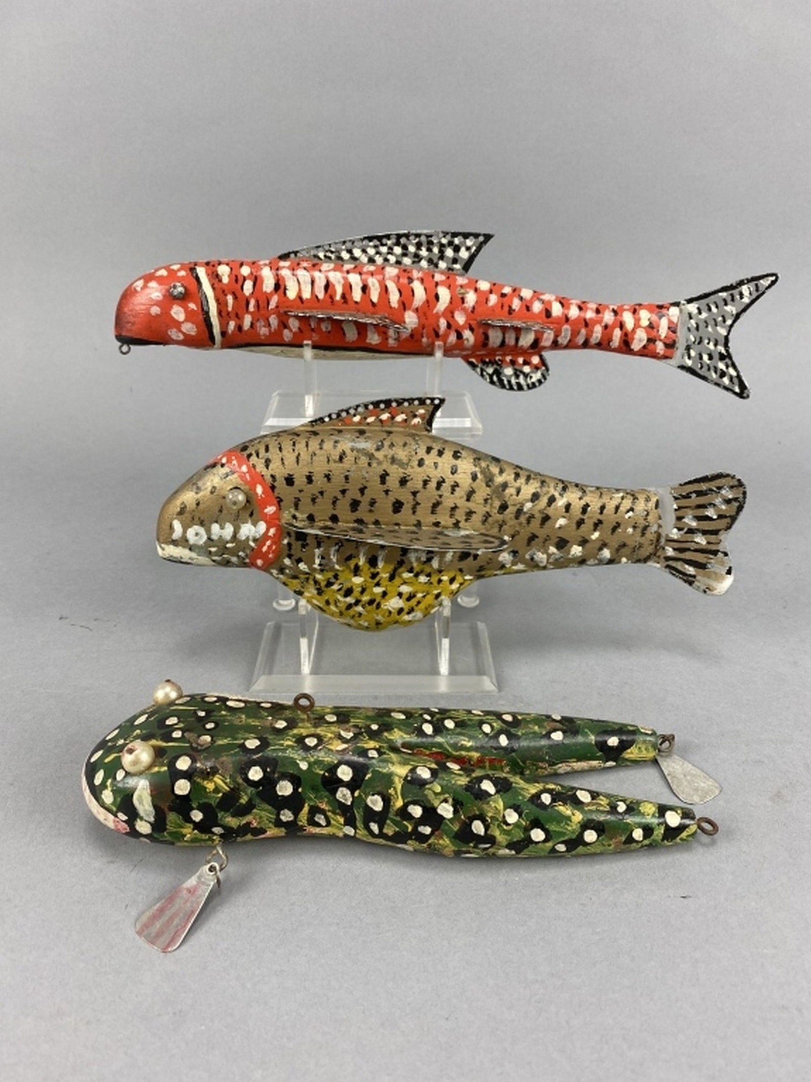 3 Ralph Bargo Fish Spearing Decoys (1 of 4)