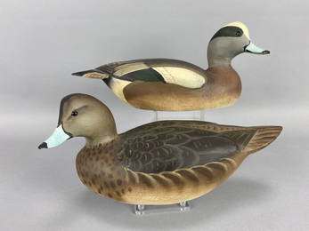 Rare Ward Bros. Pr of Widgeon Duck Decoys